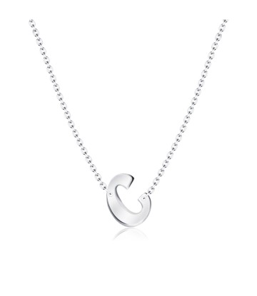 Silver Initial Letter Necklace C SPE-5543